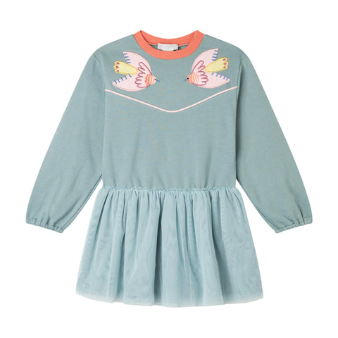 Abito in felpa avio con gonna in tulle per bambina Stella McCartney kids TX1B30-Z0453 923 