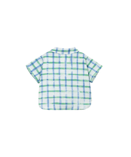 Camicia a quadri azzurri e verdi per neonato Play up 1AS11253 E774B 