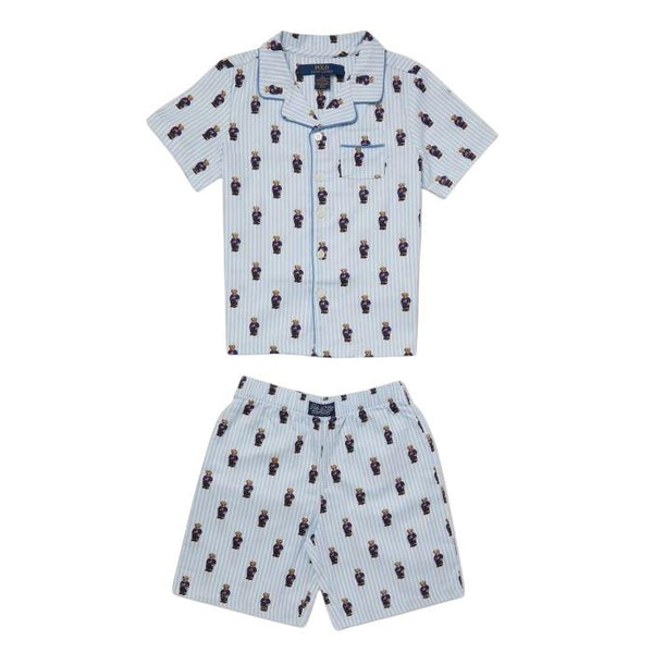 Pigiama cielo e bianco a righe con motivo Bear per bambino Ralph Lauren Kids 8P0139 W20 