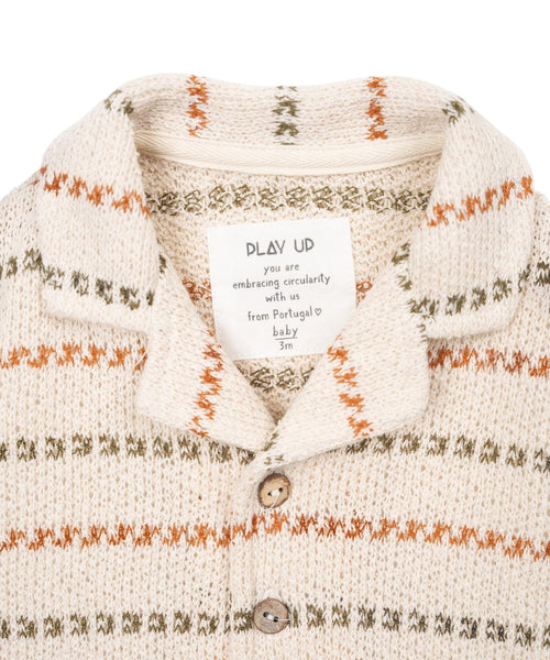 Camicia beige in maglia a righe per neonato Play up 1AS11250 R367G 