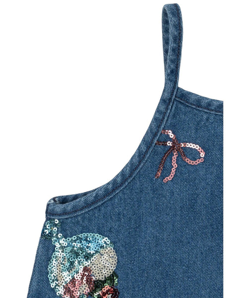 Abito in denim blu con paillettes per neonata e bambina Konges slojd KS104975 GELATO 