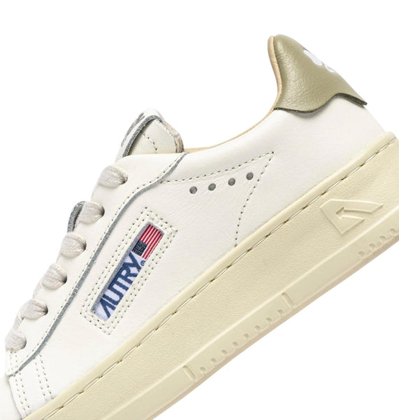 Sneakers in pelle panna e verde per bambini Autry KDLK FF07 