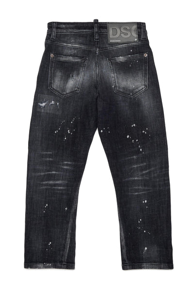 Jeans in denim nero effetto destroyed per bambino Dsquared2 DQ04B1 DQ02 