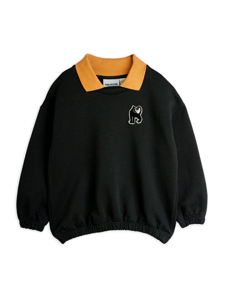 Felpa nera  con colletto per bambini Mini Rodini 1100033999 BLACK 