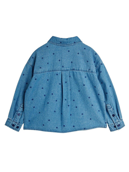 Camicia in denim blu con ricamo per neonata e bambina Mini Rodini 2622010060 BLUE 
