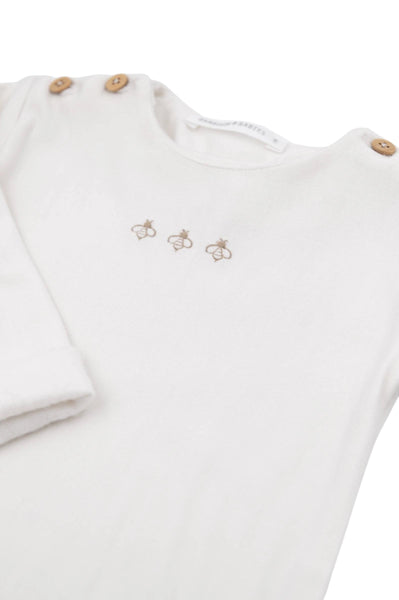 Tutina panna con api ricamate per neonati Bamboom 892TE00013 02 