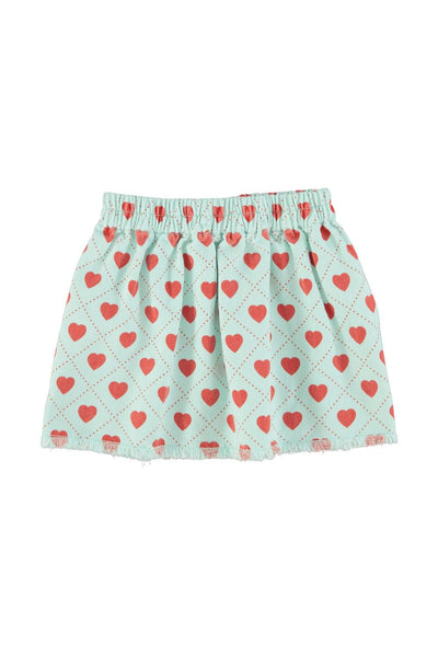 Gonna celeste con stampa all over per neoanta e bambina Piupiuchick SS26.MN2617 LIGHT BLU/RED 