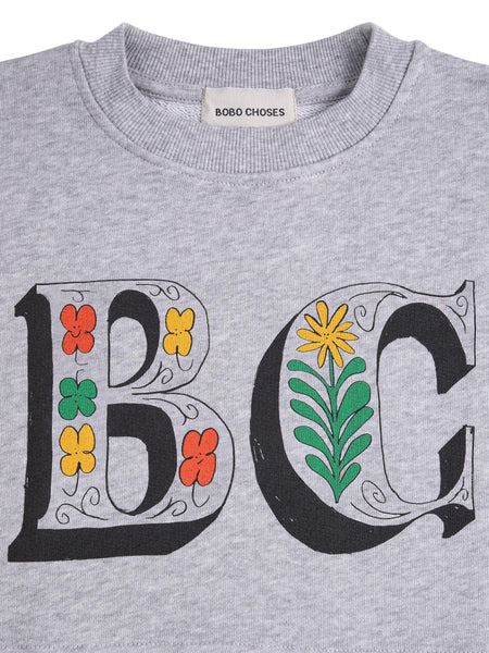 Felpa grigia cropped con stampa per neonata e bambina Bobo Choses B126AC045 UNI 