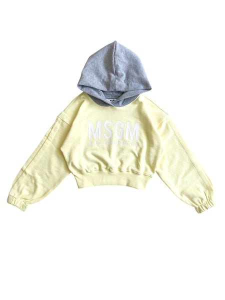 Felpa grigia e gialla con cappuccio per bambina Msgm S6MSJGHS025 MS078 