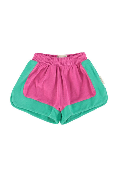 Shorts multicolor in spugna per neonata e bambina Piupiuchick SS26.JRS2624 FUCHSIA&GREEN 