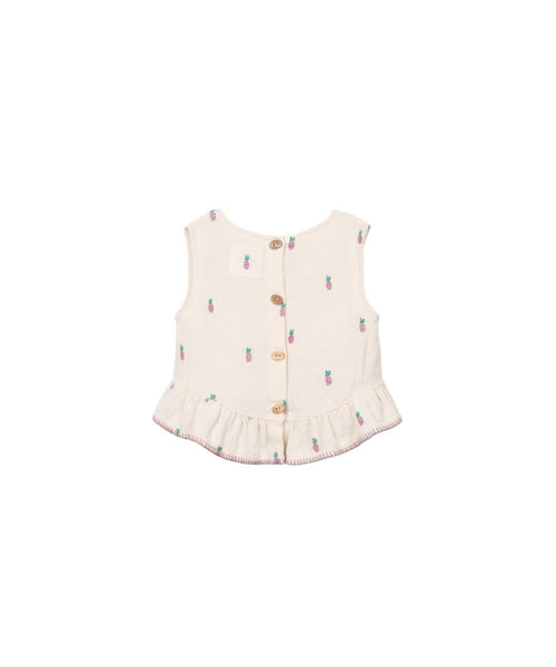 Top panna in maglia con ricami all over per bambina Play up 4AS11152 E786N 