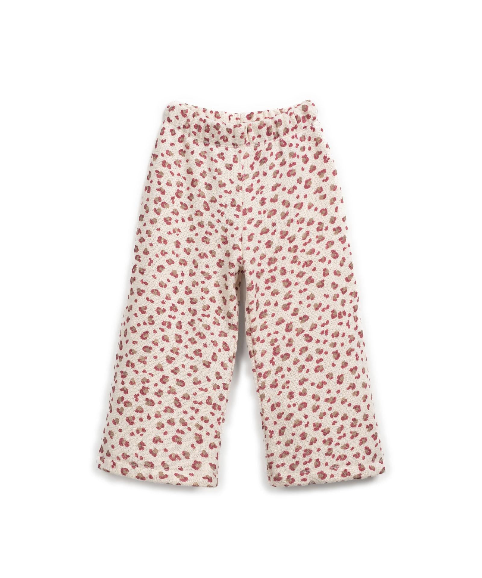 Pantalone in maglia panna con stampa animalier all over per bambina Play up 4AR11602 E731N 