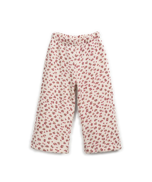 Pantalone in maglia panna con stampa animalier all over per bambina Play up 4AR11602 E731N 