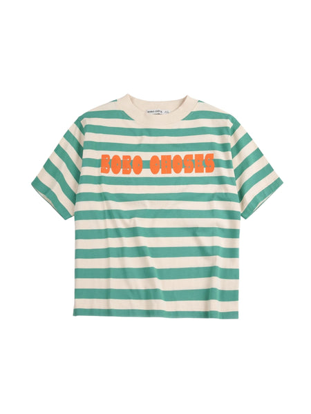 T-shirt a righe panna e verdi per neonatao e bambino Bobo Choses B126AC136 UNI 