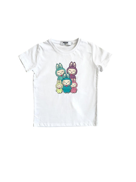 T-shirt bianca con stampa per neonata e bambina Mousse kids LKTS190W BABEFUR 