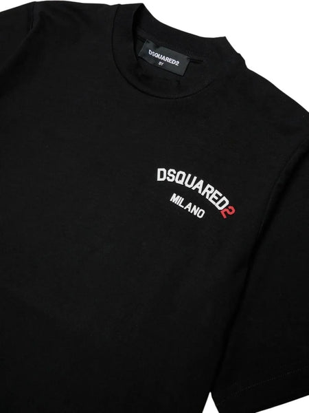 T-shirt nera con logo per bambino Dsquared2 DQ3169 DQ900 