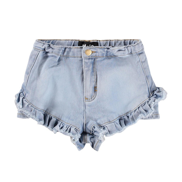 Shorts in denim blu chiaro con volant per bambina Molo AGNETHA 9484 