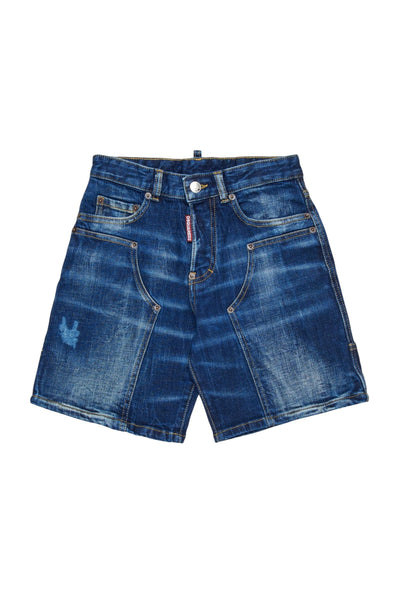 Shorts in denim blu per bambino Dsquared2 DQ3212 DQ01 