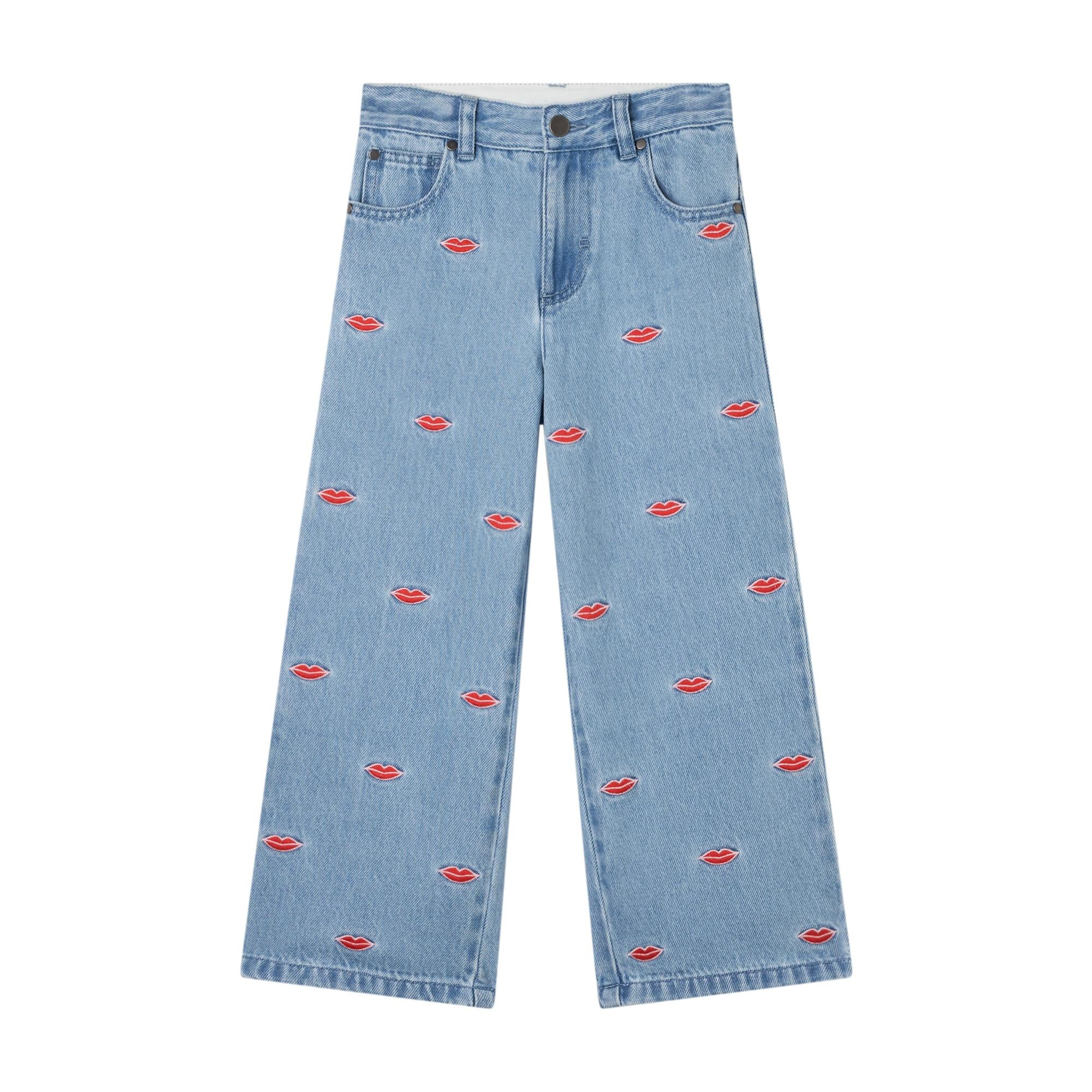 Jeans in denim blu chiaro con ricami all over per bambina Stella McCartney kids TX6D10 626EM 