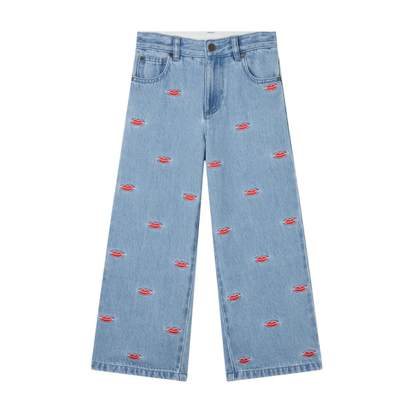 Jeans in denim blu chiaro con ricami all over per bambina Stella McCartney kids TX6D10 626EM 