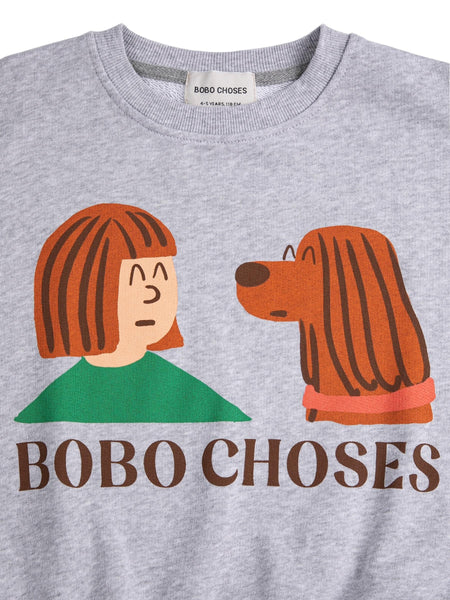 Felpa grigia con stampa per neonati e bambini Bobo Choses B126AC038 UNI 