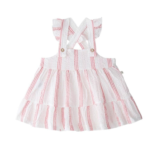 Abito bianco a righe rosa per neonata 1+ more in the family JONCOLS STRAWBERRY 