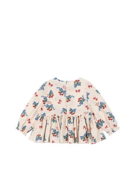 Blusa beige con stampa all over per neonata e bambina Konges slojd KS103793 AMARENA 