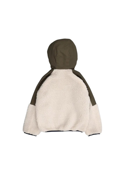 Giubbino teddy bianco con inserti verdi per bambino The New Society NINETTE OUTERWEAR MOONLIGHT WHITE 