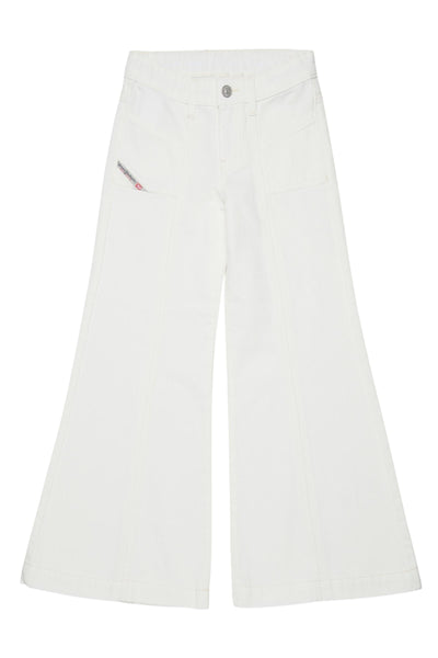 Jeans in denim bianco a zampa per bambina Diesel J02343 K141 