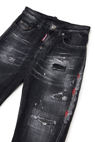 Jeans in denim nero effetto destroyed per bambino Dsquared2 DQ04B1 DQ02 