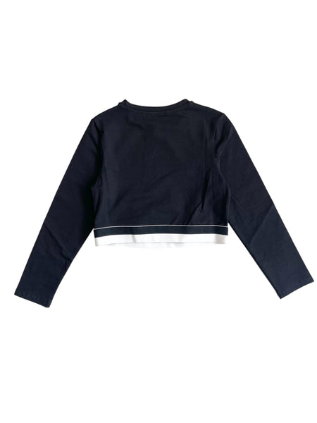 T-shirt nera con bande bianche per bambina Twin set 252GJ2322 00006 