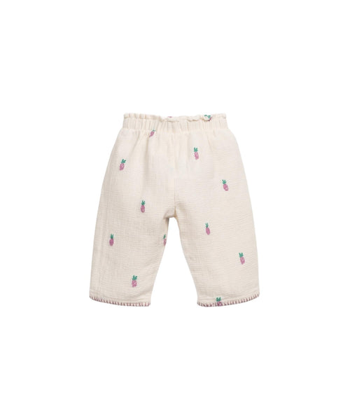 Pantalone in maglia panna con stampa all over per neonata Play up 2AS11601 E786N 