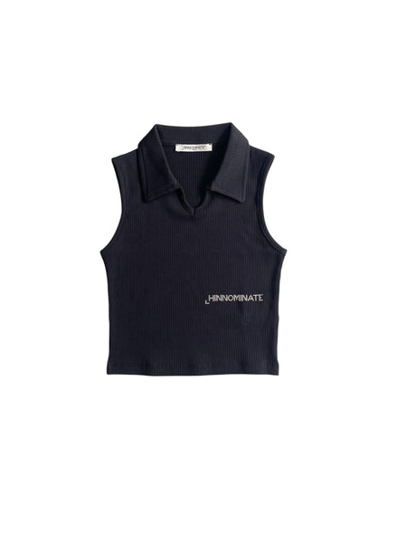 Top nero a costine con colletto per bambina Hinnominate 3646MP00363 BLACK 