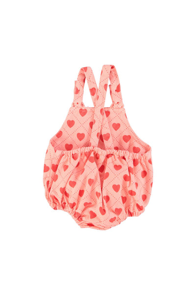 Salopette corta rosa con stampa all over per neonata Piupiuchick SS26.BB2603 PINK/RED 