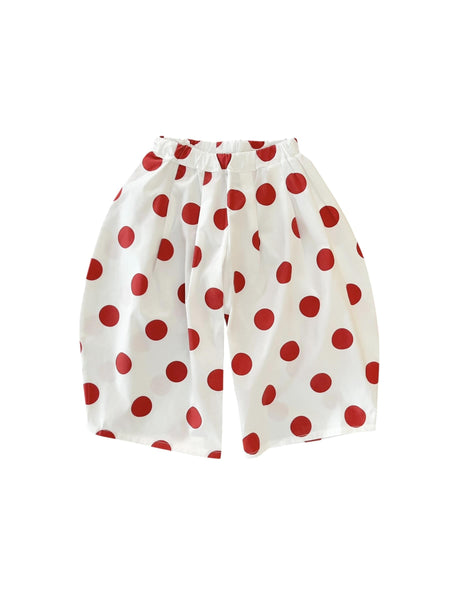 Pantalone bianco a pois rossi per neonata e bambina Cucù Lab WAGNER LONG POIS ROSSO 
