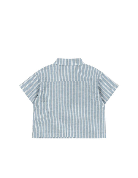 Camicia celester a righe per neonato e bambino Konges slojd KS104782 TRIO BLEU 