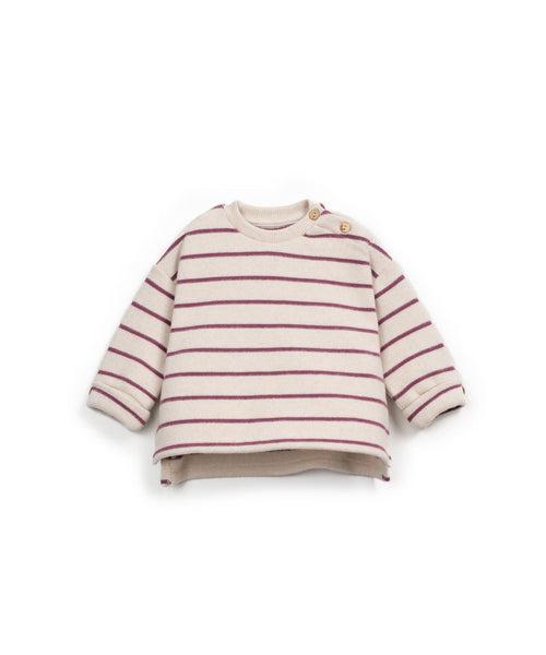 Maglia panna a righe melanzana per neonata Play up 2AR11351 R330P 