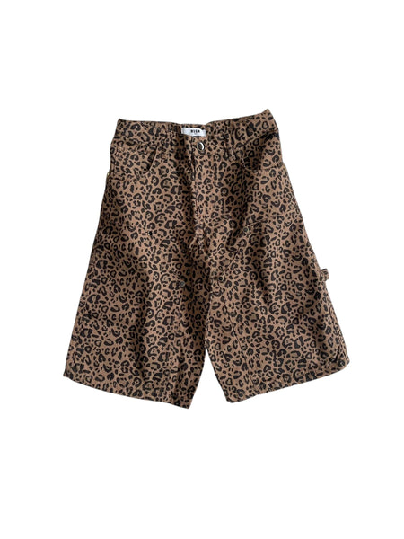 Bermuda marrone con stampa animalier all over  per bambina Msgm F5MSJGBE131 MS030 