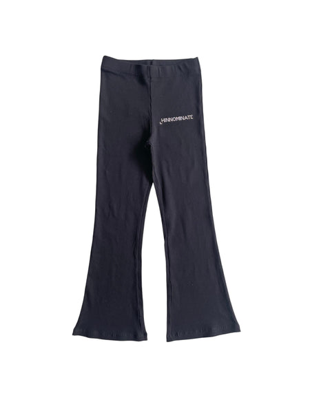 Pantalone a costine nero con logo in strass per bambina Hinnominate 3645P00364 BLACK 