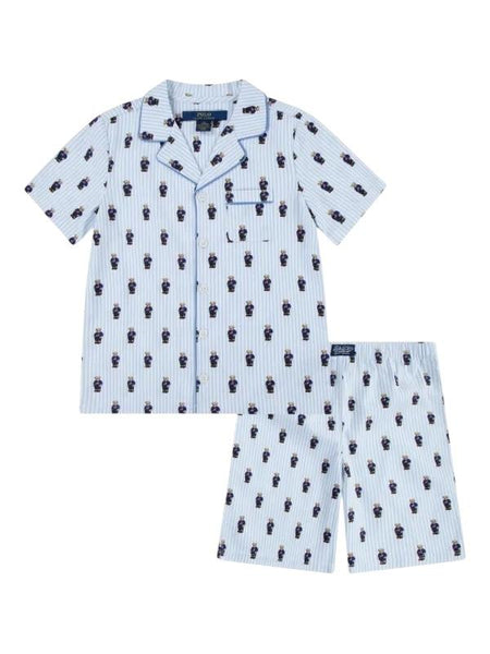 Pigiama cielo e bianco a righe con motivo Bear per bambino Ralph Lauren Kids 9P0139 W20 