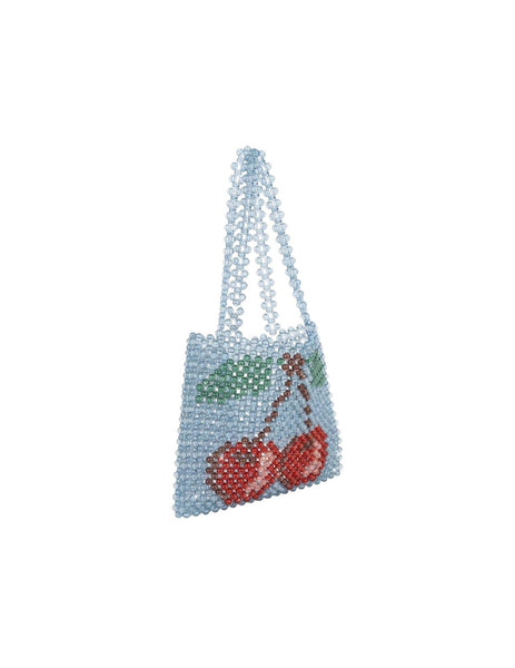Borsa azzurra in perle con ciliegia per bambina Konges slojd KS104724 CHERRY 