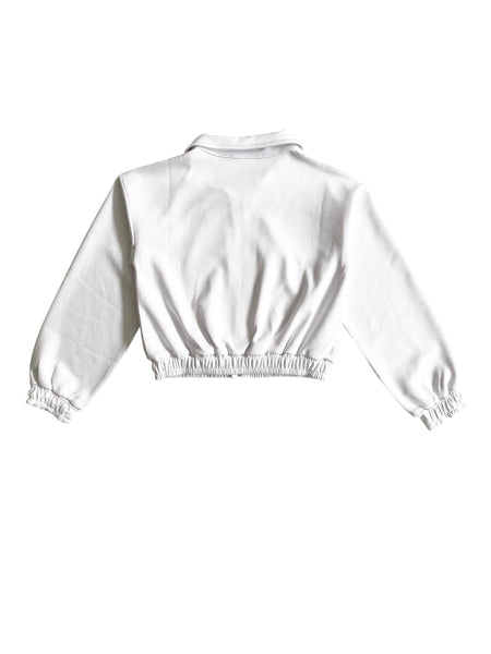 Felpa aperta bianca con colletto per bambina Hinnominate 3645FY00341 WHITE 