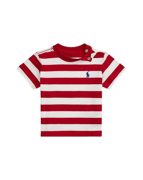 T-shirt a righe rosse e bianche con logo per neonati Ralph Lauren Kids 320A95726001 RED/WHITE 