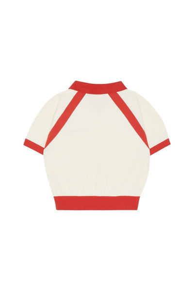 Polo panna con dettagli rossi per bambini The Campamento TC-SS26-27 ECRU 