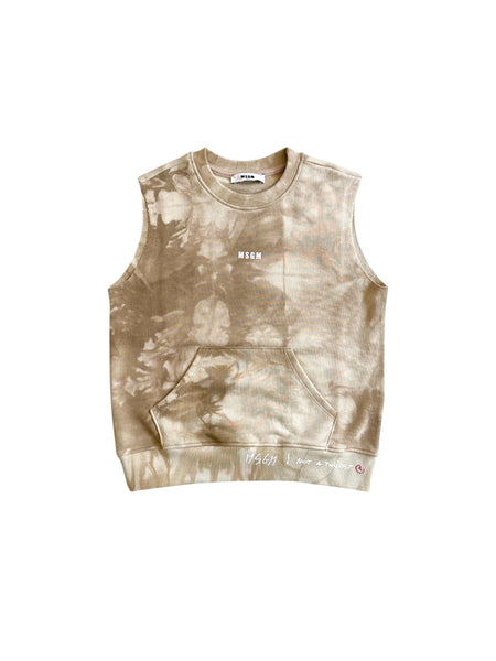 Felpa beige senza maniche con logo per bambino Msgm S6MSJBSW244 015 