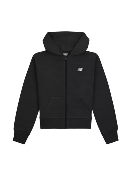 Felpa aperta nera con logo per bambina New Balance LAKG0259 BK 