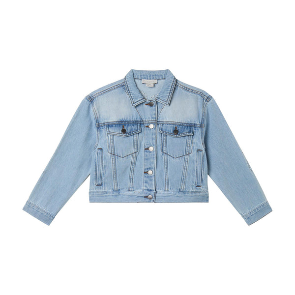 Giubbino in deim chiaro con logo per bambina Stella McCartney kids TY2A67 600 