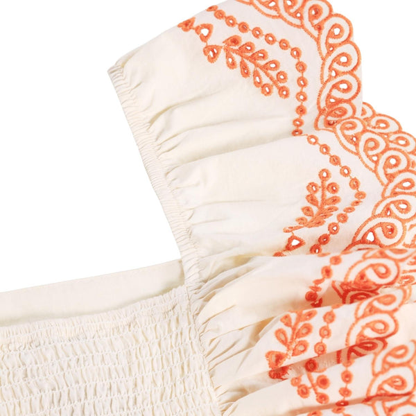 Top panna con ricami arancio per bambina Molo ROSAMOND 2444 