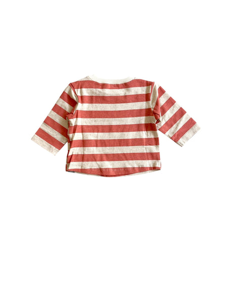 T-shirt a righe ecrù e rosse per neonati Snug 933AY6S105G49 0049 