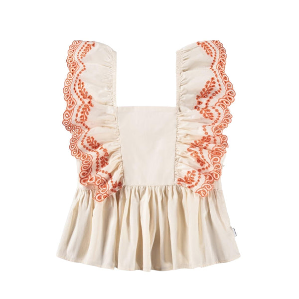 Top panna con ricami arancio per bambina Molo ROSAMOND 2444 